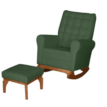 Imagem de Poltrona de Amamentação com Balanço e Puff Thaila Bouclê Verde F06 - D'Rossi