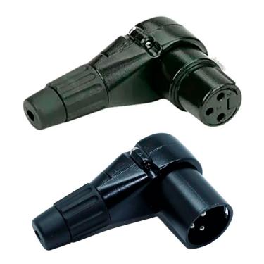 Imagem de Par de Conectores MXT em Metal Canon Macho e Fêmea 90 Graus - AC2647-C