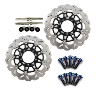 Imagem de Arashi Discos de freio dianteiros de tamanho grande com parafusos de montagem para Kawasaki Ninja ZX6R ZX636 2003-2004, acessórios de substituição de motocicleta pretos