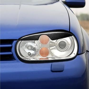 Imagem de 2 peças de acabamento de sobrancelha para farol dianteiro de fibra de carbono real para carro compatível com Volkswagen Golf MK4 1999-2004 acessórios para carro acessórios leves