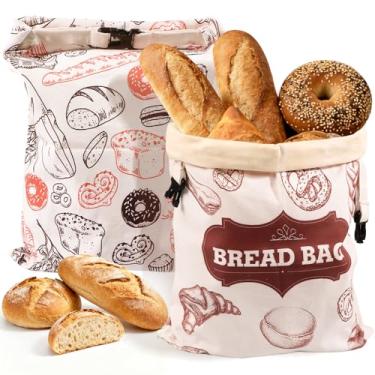 Imagem de MINO ANT Sacos de pão de cera de abelha, pacote extra grande com 2 - 43 x 33 cm, sacos de pão de fermento reutilizáveis para pão caseiro para manter fresco