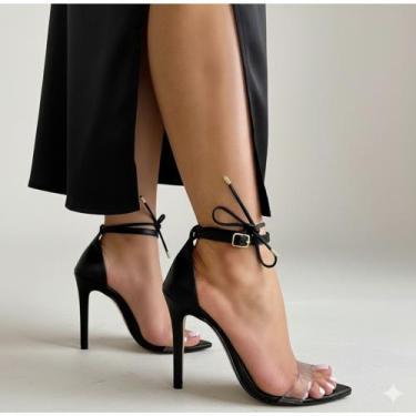 Imagem de Sandália feminina bico fino amarrar abotoar salto alto - Taty Morena c
