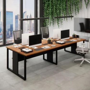 Imagem de Mesa de Escritório Plataforma 3,0m 4 Pessoas NG Pés Metal F5 - F5 Offi