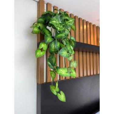 Imagem de Pendente Folhagem Verde Artificial Toque Real Decoração Realista 60cm 
