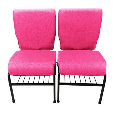 Imagem de 02 Cadeiras para Igrejas c/ Porta Biblía e Porta Cálice Rosa