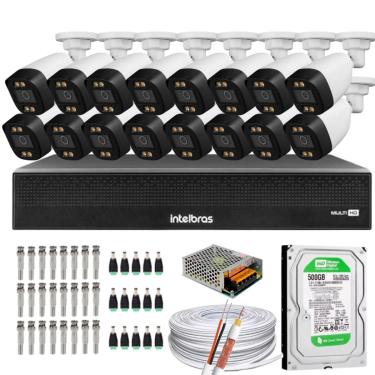 Imagem de Kit 16 Câmeras Full Color Dvr 1016 Intelbras C/ Hd 500gb