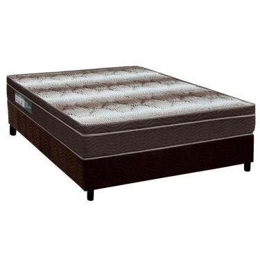 Imagem de Cama Box Casal: Colchão Ortopédico Ortobom Light Ortopillow + Base Crc Suede Brown(138X188)