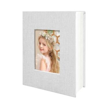 Imagem de HoneyTolly Álbum de fotos 10 x 15 bolsos para presentes de casamento, livro de memórias de capa dura de linho, álbuns de fotos para casamento, família, aniversário, bebê, fotos de férias