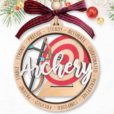 Imagem de MAPDTWO Ornamento de tiro com arco - enfeites de arco e flecha, ornamentos de arqueiro para árvore de Natal - presentes de tiro com arco - presentes de arqueiro para homens, amantes, meninos