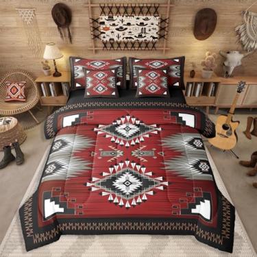 Imagem de Erosebridal Jogo de cama boêmio asteca em uma bolsa, solteiro, rústico, ocidental, infantil, 7 peças, sudoeste, nativo americano, para decoração de quarto de meninos, adolescentes, adultos, vintage