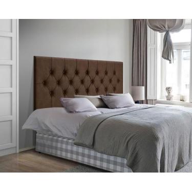 Imagem de Cabeceira Cama Casal Queen Box Estofada 1,60 CAPITONÊ Suspensa - Marro