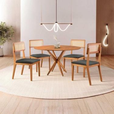 Imagem de Conjunto de Sala de Jantar Mesa 120 Cm com 4 Cadeiras Ava - Zurc Decor