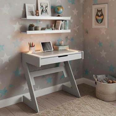 Imagem de Conjunto Escrivaninha com Luz Neon - Branco Quente com 2 Prateleiras A