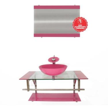 Imagem de Gabinete de Vidro 90cm para Banheiro Itália - EKASA, Rosa