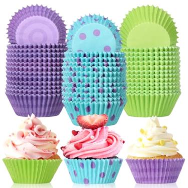 Imagem de Vesici 900 forros de cupcake de monstro de desenho animado com tema de monstro, envoltórios de cupcake de papel verde roxo azul e azul para decoração de bolos, chá de bebê, artigos de festa de