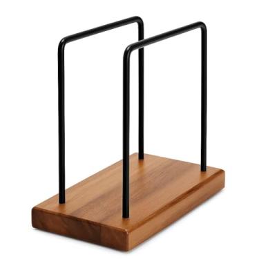 Imagem de Porta-guardanapos de madeira rústica para mesa, design em pé, marrom, estilo fazenda (01 - medalha preta - base marrom)