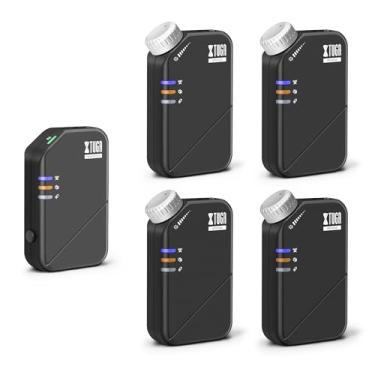 Imagem de XTUGA Sistema de monitor de ouvido sem fio, sistema IEM estéreo 2,4 G, um transmissor e quatro receptores, monitoramento de palco para cantores, músicos, banda