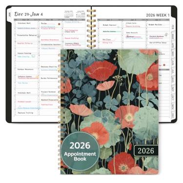 Imagem de Agenda de agendamentos 2026, agenda trimestral, semanal e mensal (janeiro de 2026 a dezembro de 2026), agenda de 21,5 x 28 cm com capa e abas flexíveis, perfeita para material escolar de escritório