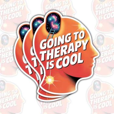 Imagem de Adesivo de vinil Going to Therapy is Cool, adesivo de vinil de conscientização positiva da saúde mental, adesivo inspirador de psicologia de autocuidado para laptop, garrafa de água, carro, caderno