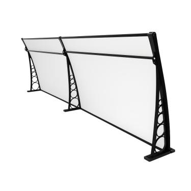 Imagem de Toldo 150x50cm Cobertura Slim em Policarbonato Alveolar, Proteção UV e Contra Chuvas, Estrutura Resistente e Leve, Ideal para Portas, Janelas, Varandas e Áreas Externas (Milk com Preto)