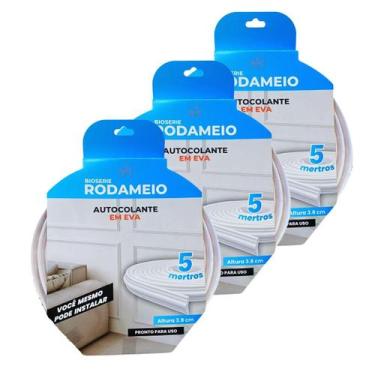 Imagem de KIT 3 Rodameio Eva Branco Autocolante 3,8cm X 1cm Flexível Decorativo 