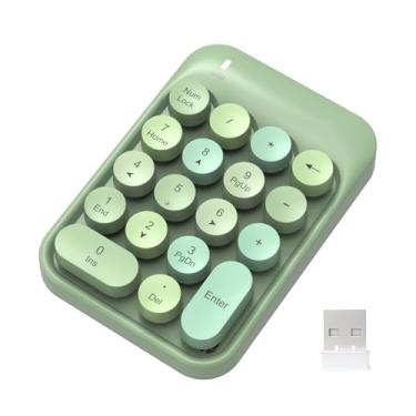 Imagem de FELICON Teclado numérico sem fio, 18 teclas com mini teclado numérico silencioso portátil de 2,4 G, receptor USB, extensões de teclado de contabilidade financeira para laptop, desktop, PC Pro (mistura