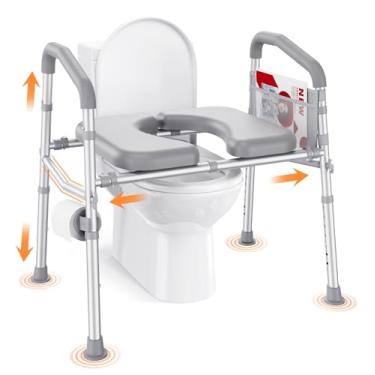 Imagem de PopWise Elevador de assento sanitário para idosos, design antioscilação e anti-ponta, aço foguete premium, 226,8 kg FSA&HSA elegível assento sanitário para deficientes, altura ajustável e largura com