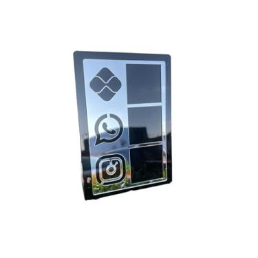 Imagem de Placa Pix Display Acrílica Qr Code Mesa Balção Pix Instagram Acrilico Loja Estabelecimento(PRETO E PRATA ESPELHADO)