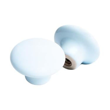 Imagem de Kit 2 Puxadores Cerâmica Porcelana 38mm Para Móveis Armário (Azul Claro - MPPON108)
