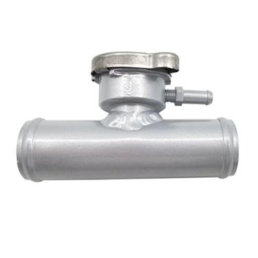 Imagem de HCHCSPEED Conector de mangueira de pescoço de enchimento de radiador superior de alumínio de 35 mm com tampa universal prata