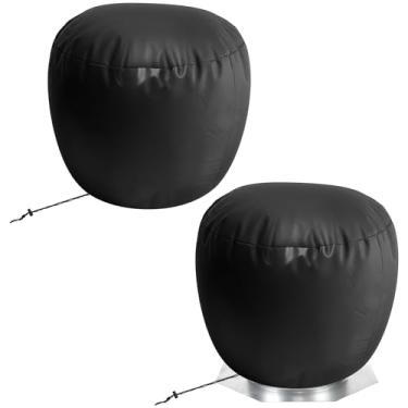 Imagem de Bekith Pacote com 2 capas de ventilação de telhado de turbina, capa de ventilação de teto de tecido Oxford impermeável, protetor de ventilador de turbina, preto (19,5D x 19,5W)