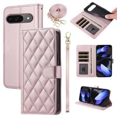 Imagem de Furiet Argyle Capa carteira para Google Pixel 9/9 Pro/10/10 Pro 5G com alça de pulso/ombro, compartimentos para cartões, capa de telefone com suporte de couro PU para Pixel9 9Pro/Pixel10 10Pro Nine