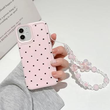Imagem de RRFNNF Linda capa de telefone de bolinhas para iPhone 6 Plus/6s Plus, estética, fina, macia, durável, com corrente de pulseira brilhante, à prova de choque, capa protetora de TPU para mulheres e