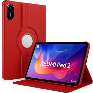 Imagem de Capa Case Giratoria para Novo Redmi Pad 2 de 11 Polegadas 2025 - Vermelho