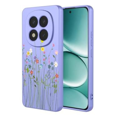 Imagem de HTXWXJC Capa de telefone para Redmi Note 15 Pro, à prova de choque, flexível, amortecedor, capas macias de TPU com estampa de flores, capa de telefone para Xiaomi Redmi Note 15 Pro 5G, flor roxa