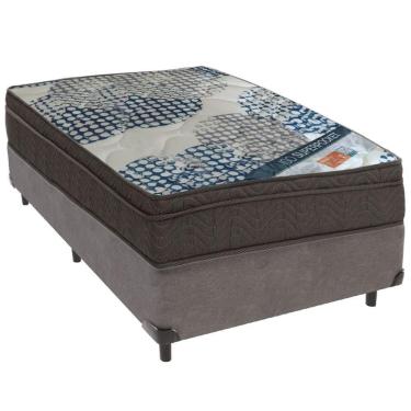 Imagem de Cama Box Cinza E Colchão Iso Superpocket Molas Ensacadas Solteiro Ortobom
