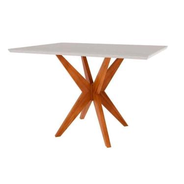 Imagem de Mesa de Sala Jantar Donna 120 cm c/ Tampo Madeirado c/ Vidro Natural - Nesher