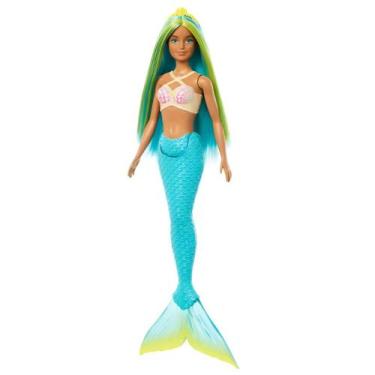 Imagem de Barbie Fantasia Boneca Sereia Com Calda Azul Mattel Hrr02