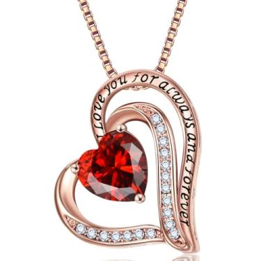 Imagem de Colares com pingente de cristal de pedra do mês de nascimento para mulheres, presente de aniversário dos namorados, dia das mães, colar de namorada, joia de coração de filha, aniversário para ela, ON