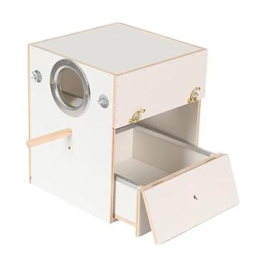 Imagem de IEUDNS Caixa de Nidificação para Periquitos, Caixa de Criação de Pássaros com Gaveta, Casa de Acasalamento de Papagaios, Gaiola para Agapornis, Papagaios, Pe, 25x25x30 cm