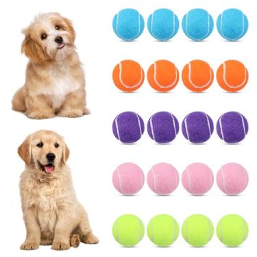 Imagem de 20 bolas de tênis pequenas para cães, mini bolas de tênis coloridas de 5 cm, 5 cores, para todos os lançadores de bola de 5 cm