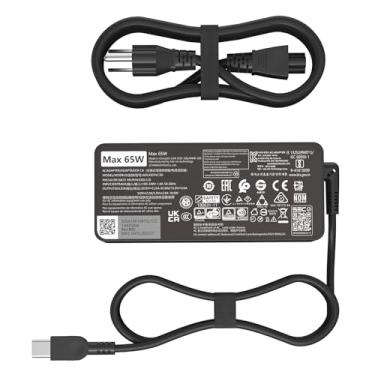 Imagem de Carregador CA USB C tipo C de 65 W compatível com Lenovo ThinkPad E580 E585 E590 E590S E595 T480 T490 T580 Yoga C940 C740 thinkbook ADLX65YCC3A Cabo adaptador de alimentação para laptop