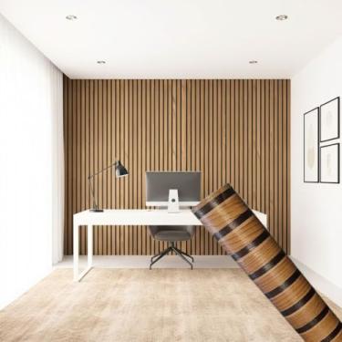 Imagem de Papel de Parede PREMIUM 3D Madeira Ripado 5 metros = 1 Rolo de 5m X 45cm Autoadesivo Sala, Quarto, Escritório