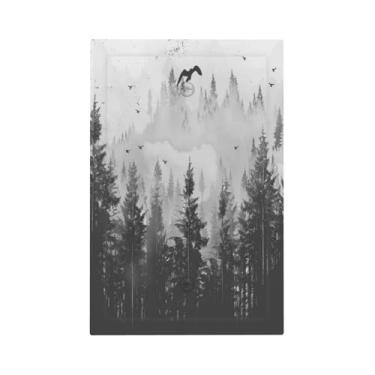 Imagem de BHGAHD Capa decorativa de placa de interruptor com pintura de tinta de floresta de montanha enevoada design 1 gangue sem dispositivo único capas de tomada em branco placa de parede capas de