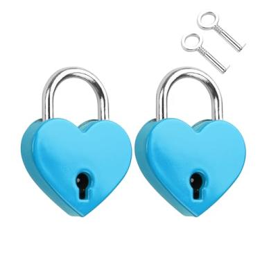 Imagem de YAODHAOD Cadeado de coração Love Lock com chaves, presente romântico para casais para aniversários, dia dos namorados, casamento - cadeado em forma de coração, lembrança de relacionamento de longa