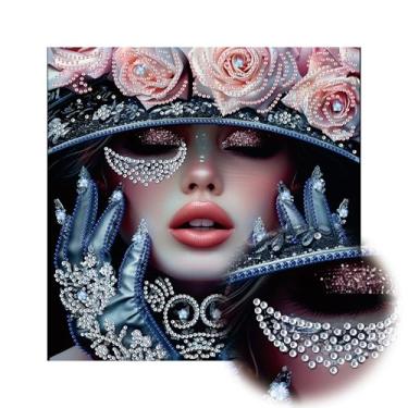 Imagem de Reofrey Kits de arte de diamante grande de forma especial DIY para adultos rosa beleza, kits de pintura de diamante pequeno para adultos, tela bordada de ponto cruz de strass para artesanato