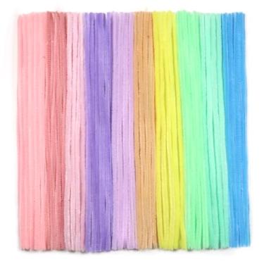Imagem de TOAOB 200 peças de limpadores de cachimbo 10 limpadores de cachimbo pastel multicolorido hastes de chenille 6 mm x 12 polegadas de espessura, materiais de artesanato difusos para projetos de arte