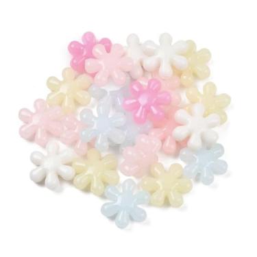 Imagem de LiQunSweet 1160 peças de cores mistas 14,5 mm contas de plástico de flores adoráveis contas espaçadoras florais para joias faça você mesmo, pulseira, colar, brinco, bolsa de artesanato, chaveiro