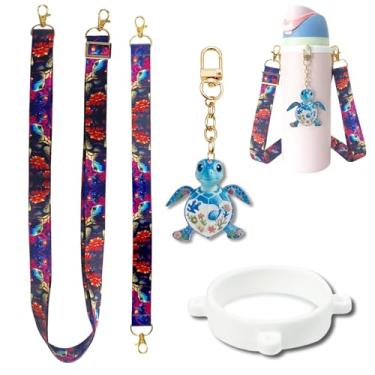 Imagem de Z-synka Conjunto de alça de ombro e alça e berloque para decoração de garrafa de água Owala Acessórios de Berloque (Tartaruga)