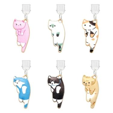 Imagem de YMCLUB Plugues de poeira USB C pingente gato (6 peças) - 29 x 13 mm porta de telefone protetores à prova de poeira, tampas charmosas para a maioria dos telefones celulares USB-C